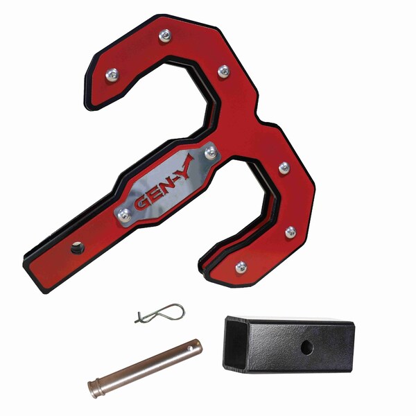Hulk 2.0 Tow Hook 16K 2 Shank Black/Red with GH-009 Reducer Sleeve, GH-099 Pin & GH-011 Clip